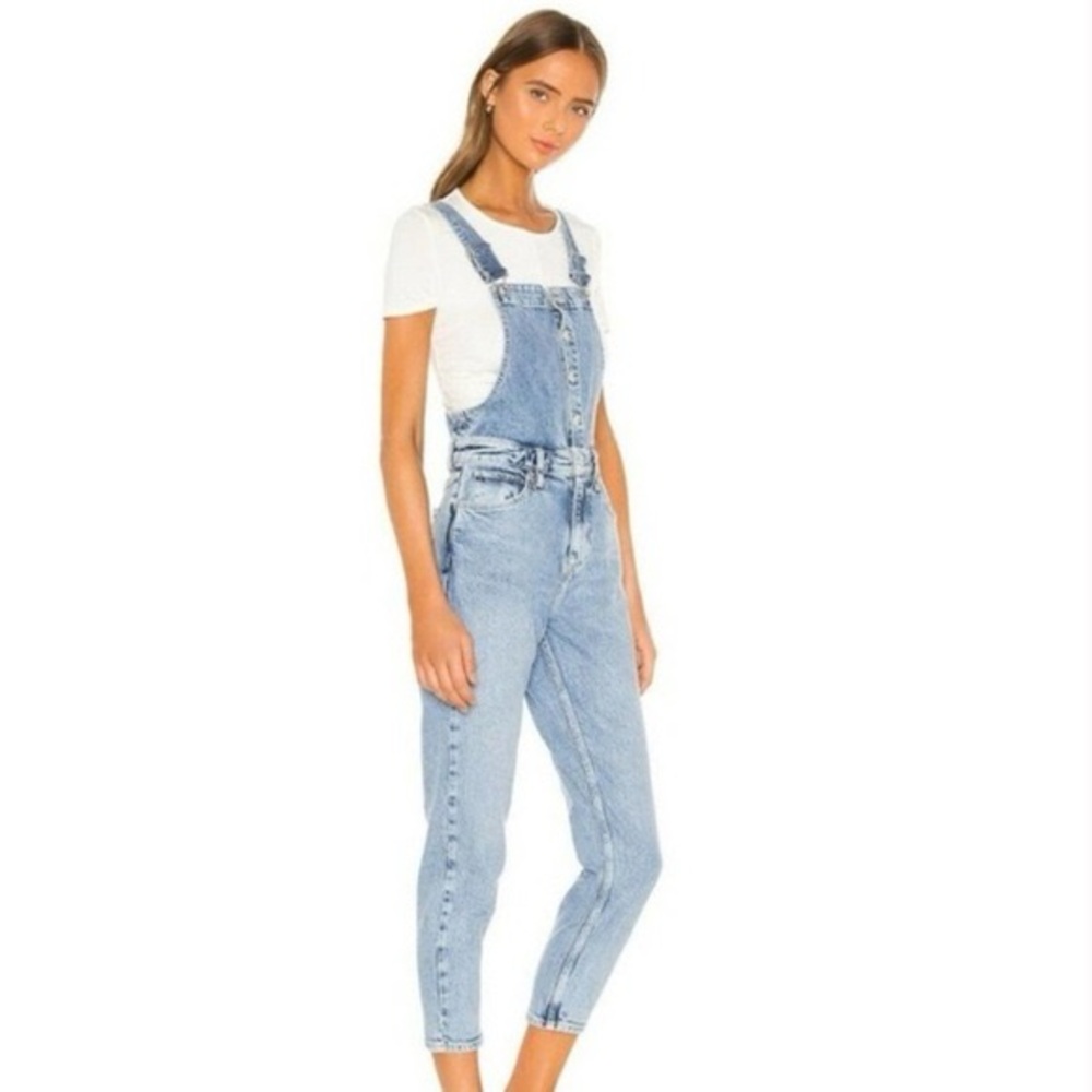 We the Free Free People Shelby Overalls Stone Beach Wash Sz. 27 Blue Jean Denim